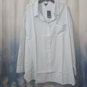Torrid Light Blue Stripe Button-Up Shirt
